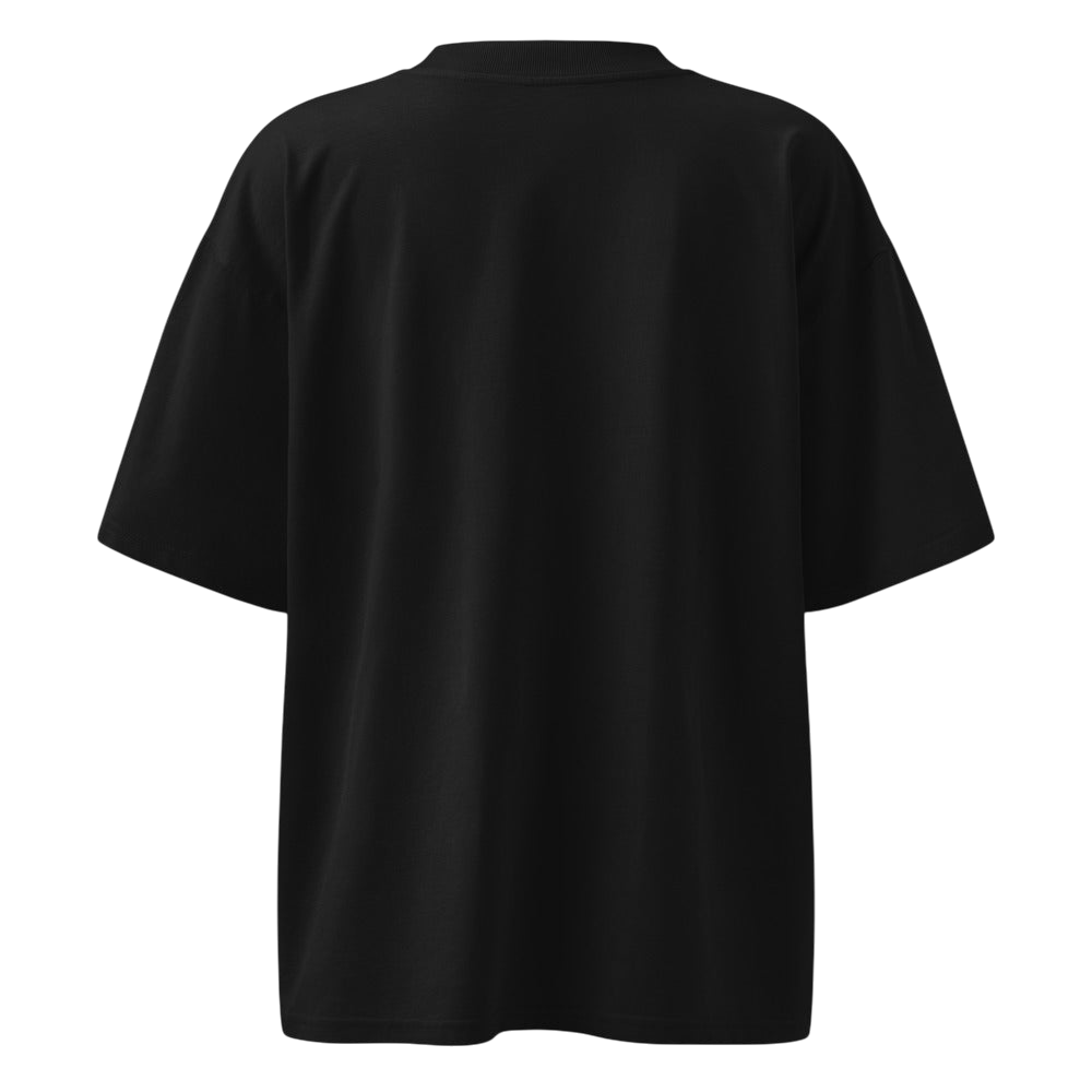 Back view of ARTEFACT Série 01 oversized black high neck t-shirt